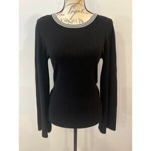 Olivia Warren bell sleeve bow back sweater soft stretch M